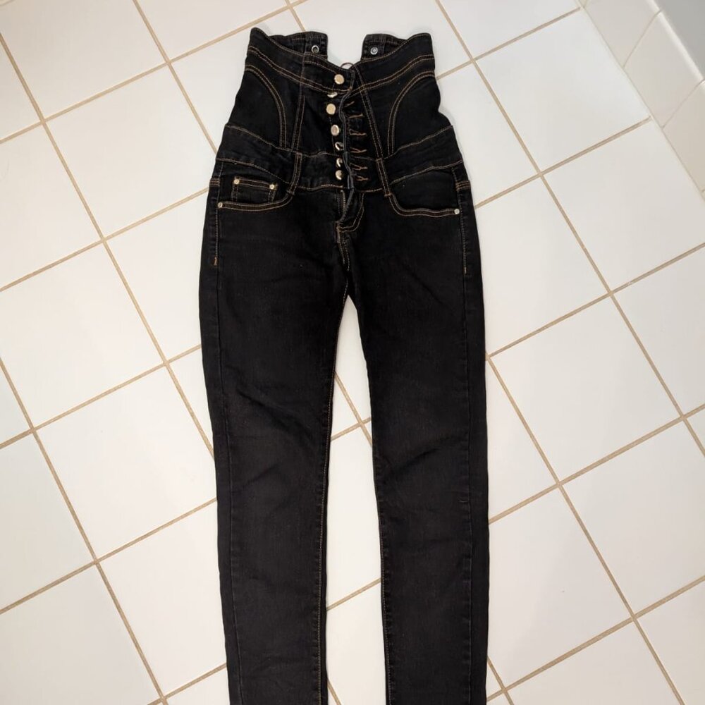 Black Super High Waist Corset Jeans
